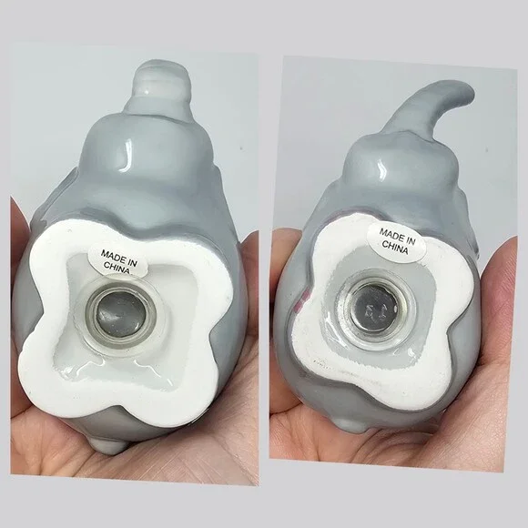 Adorable Mom & Baby Elephant Ceramic Salt Pepper Shakers Trunks Up Round Body - Picture 6 of 7